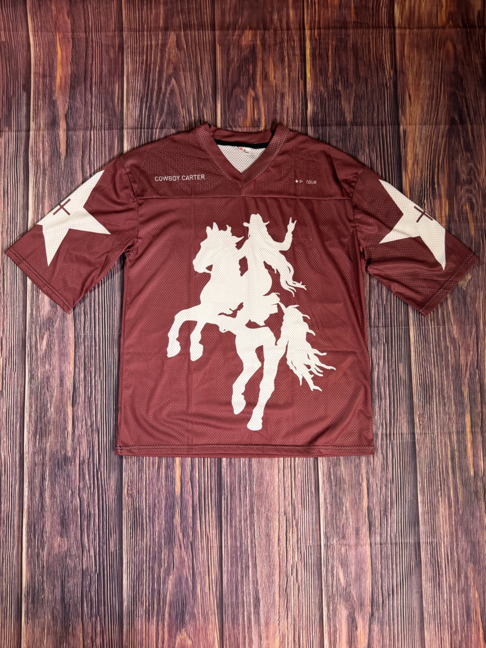 Beyonce Cowboy Carter Tour 25 Maroon and White Jersey Shirt Size Small